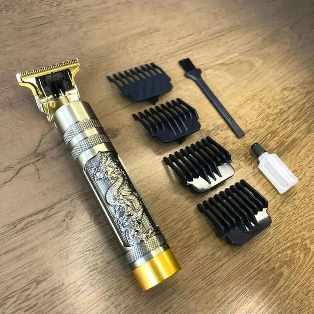 Máquina Recortadora Vintage T9 Profesional - Diseño Dragón Dorado